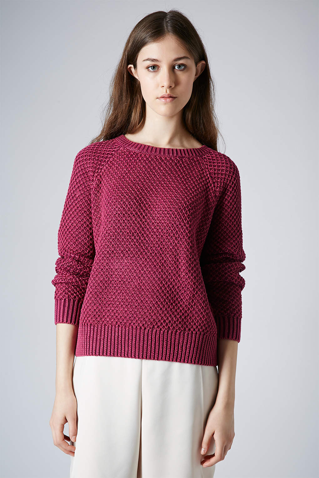 Lyst - Topshop Acid Wash Sweater in Red