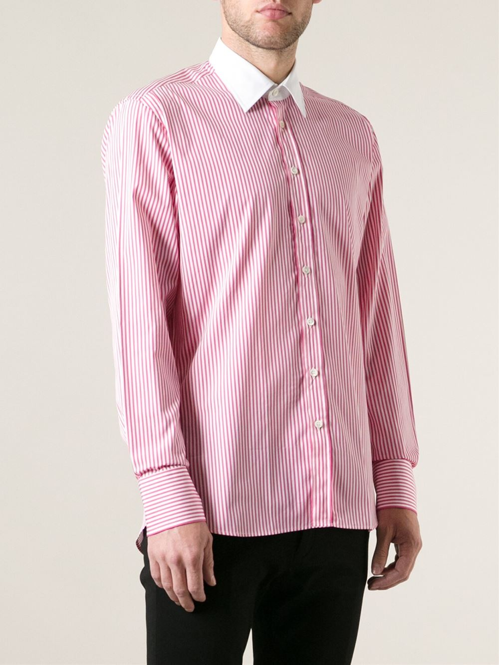 pink white stripe shirt