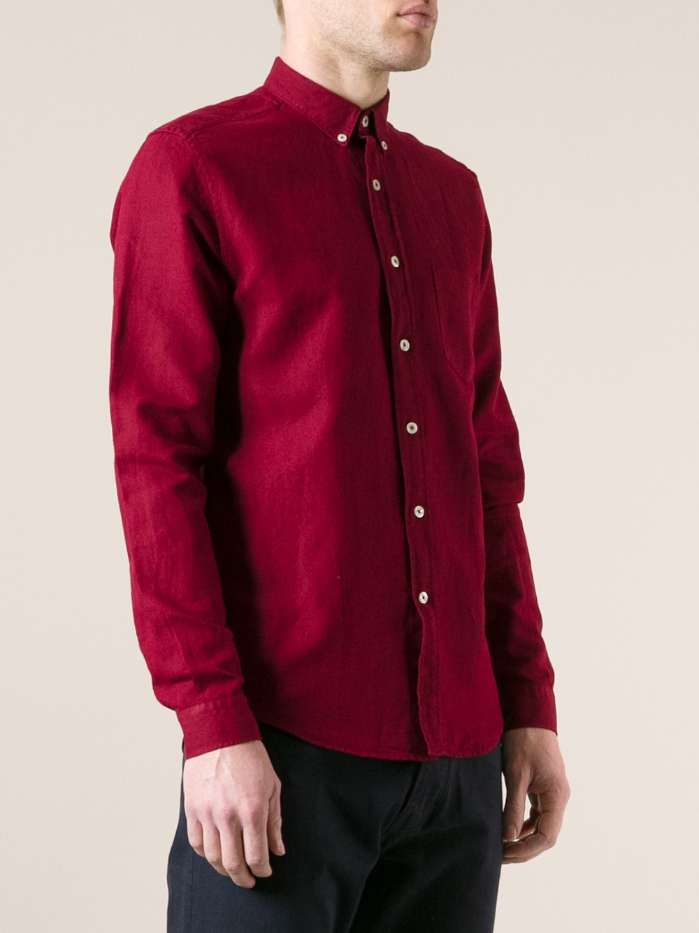 black and red button down shirt