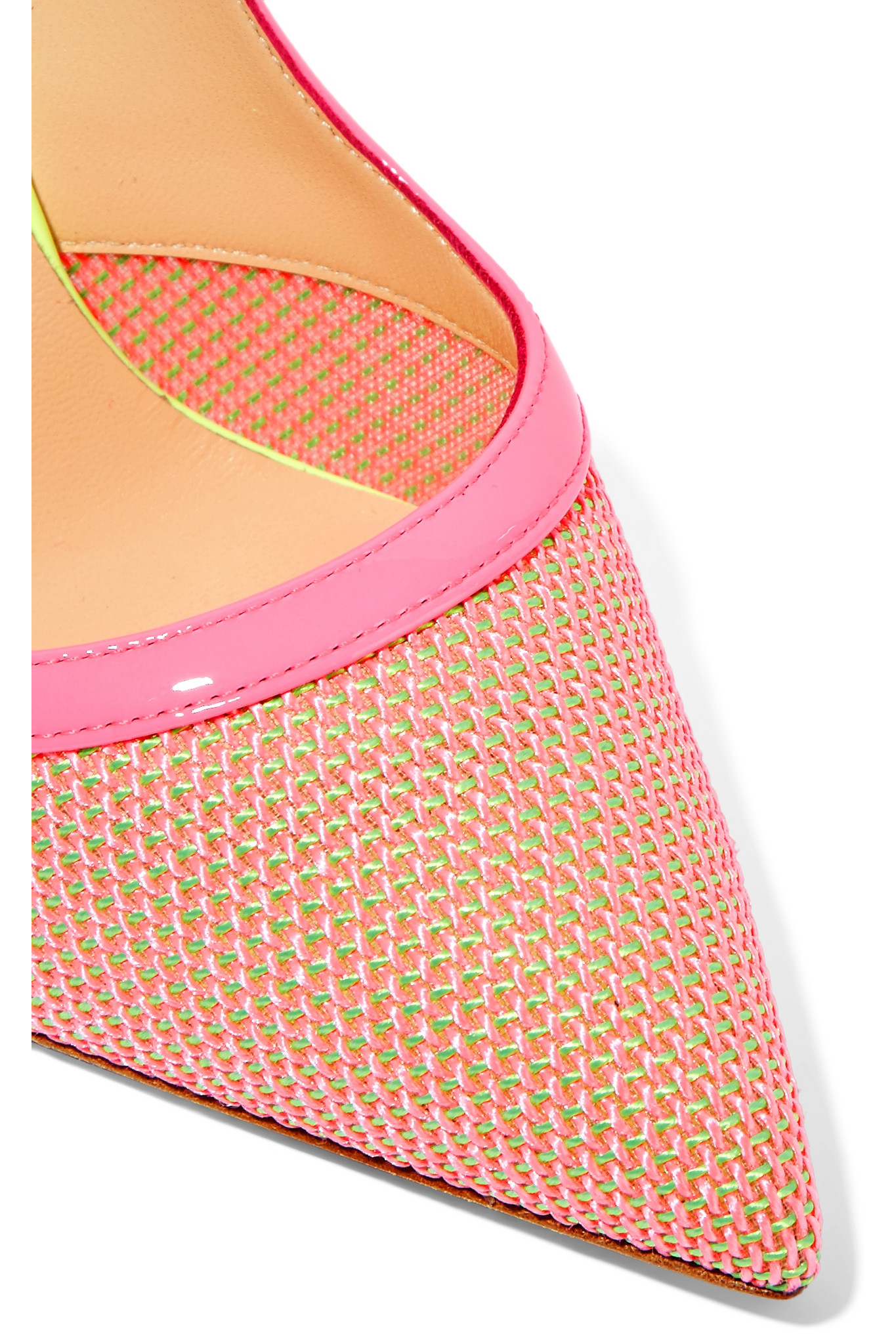 Christian louboutin Miluna 100 Neon Patent Leather-trimmed Raffia ...