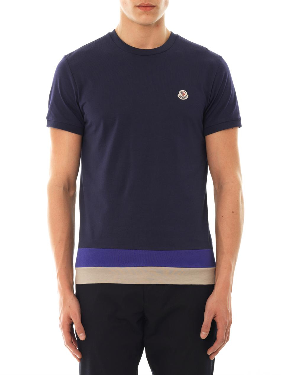 Lyst - Moncler Crewneck Cotton Tshirt in Blue for Men