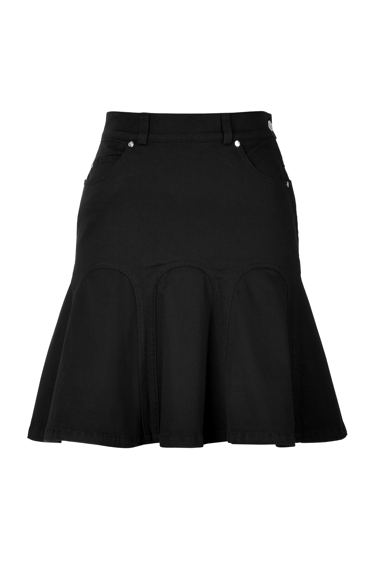 Lyst - Mcq Godet Denim Skirt in Black