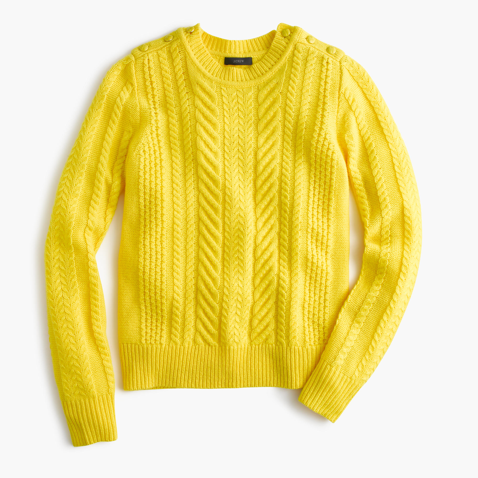 Lyst J.Crew Petite Perfect Cable Sweater in Yellow