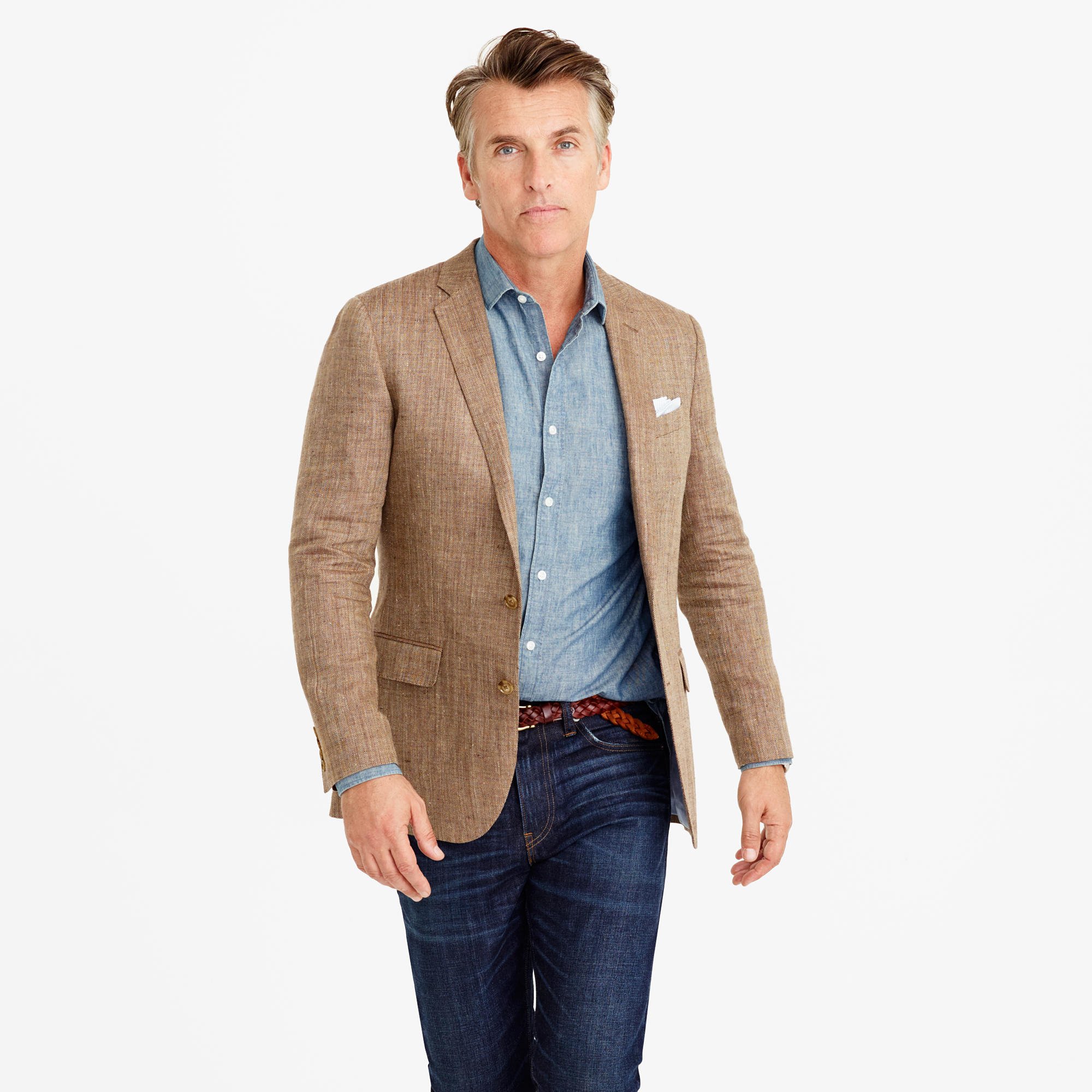 J.crew Ludlow Blazer In Italian Linen-silk in Brown for Men | Lyst