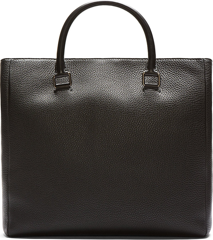Dolce & Gabbana Black Pebbled Leather Tote Bag in Black for Men | Lyst
