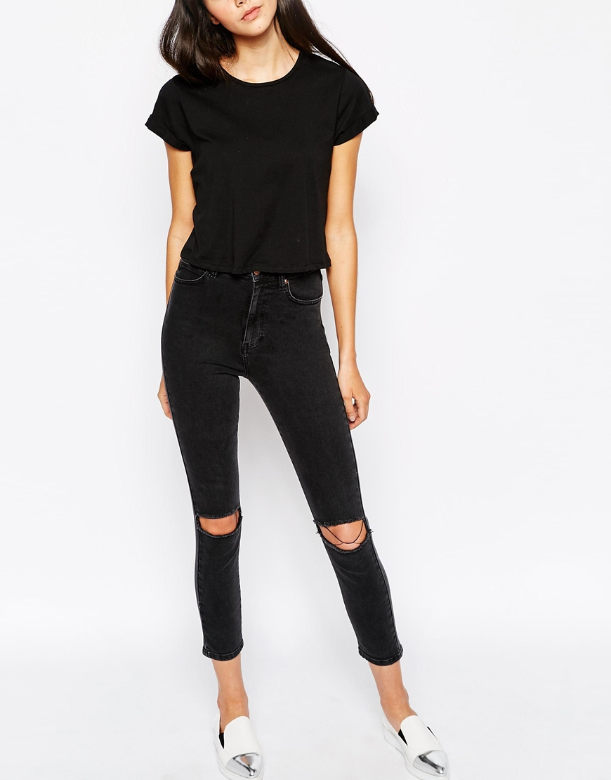 Dr. denim Cropa Cabana High Waist Cropped Skinny Jeans With Ripped ...