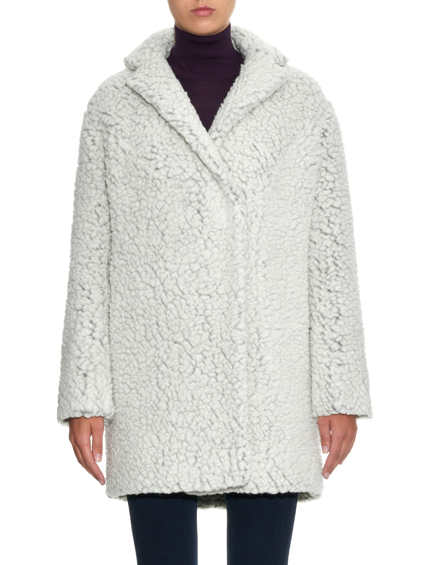Lyst - Kenzo Faux-shearling Wool-blend Coat in White