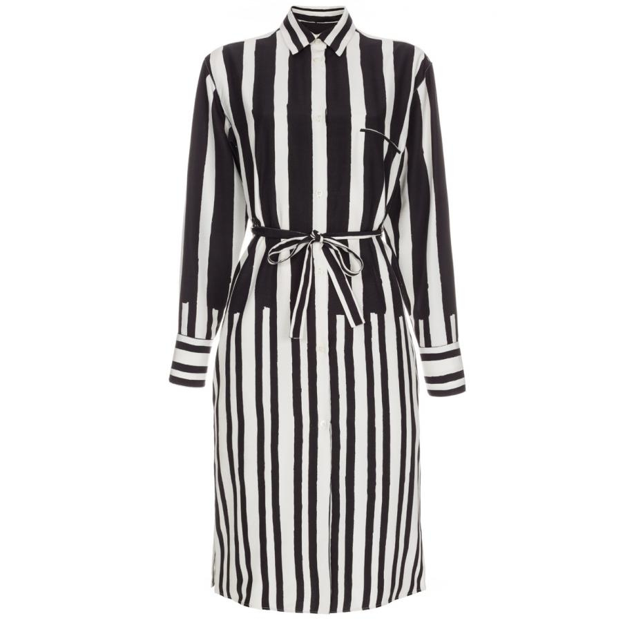 black and white striped shirt dress