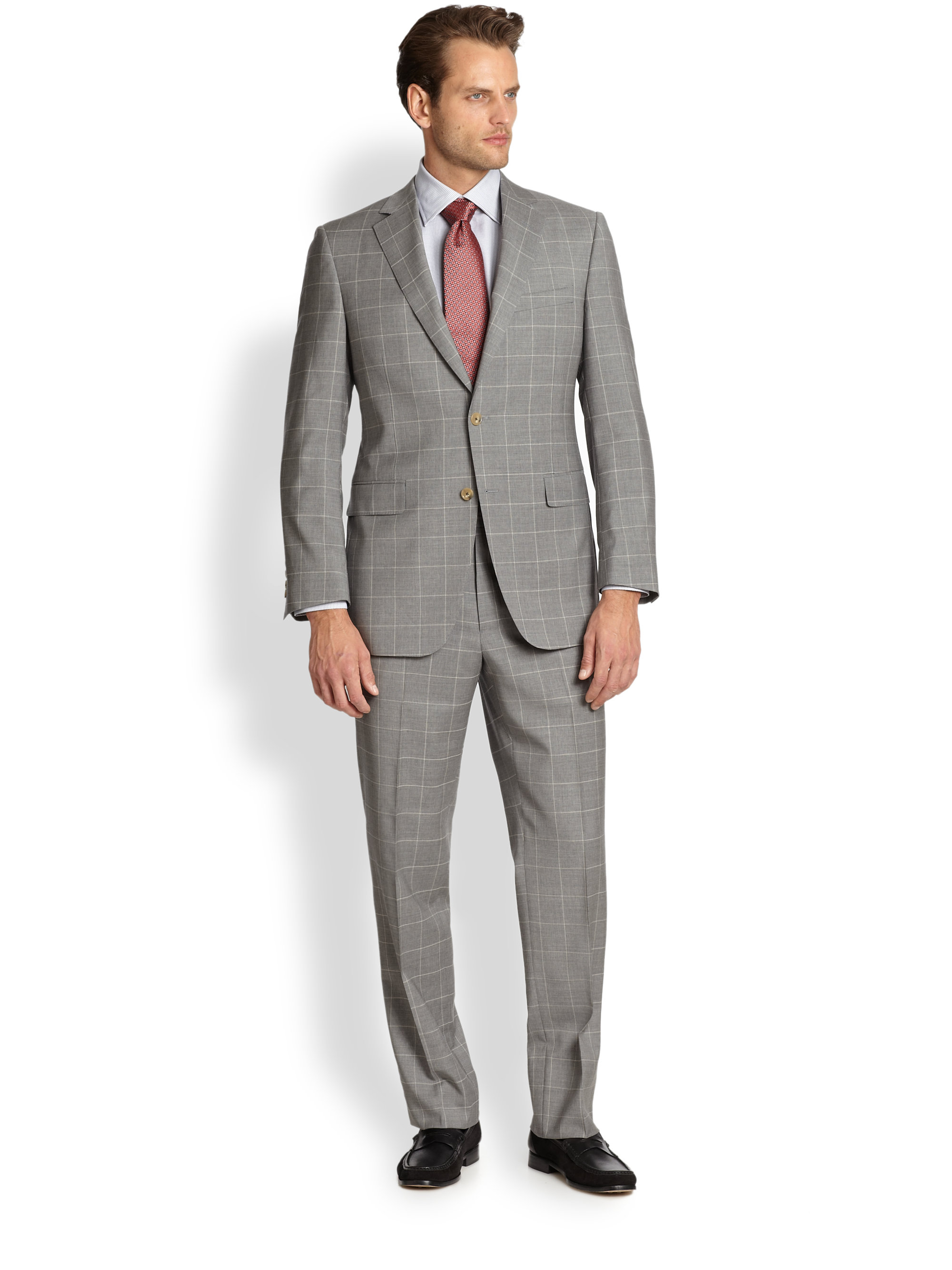 Lyst Saks Fifth Avenue Black Label Twoon Windowpane Suit In Gallery Previously Sold At Saks Fifth Avenue