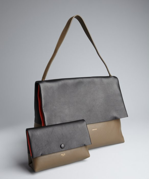 Cline Black and Taupe Colorblock Leather Shoulder Bag with ...