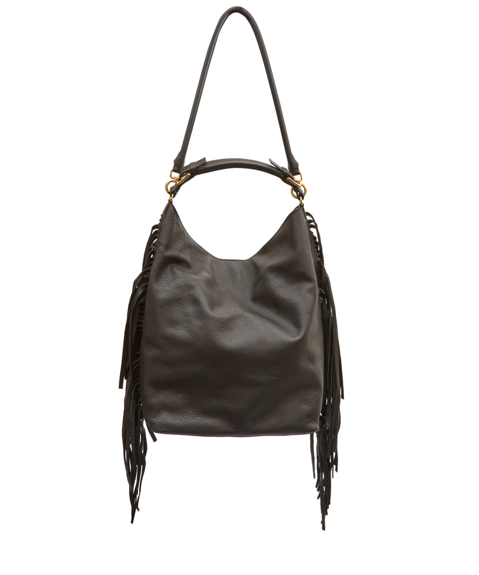 Marni Large Black Fringe Leather Hobo Bag in Black - Lyst