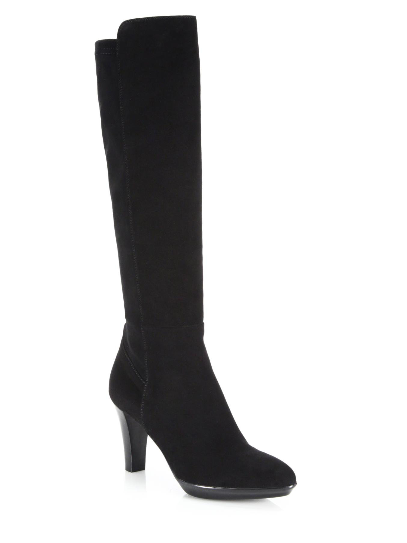 Lyst - Aquatalia Raine Stretch Suede Knee-high Boots in Black
