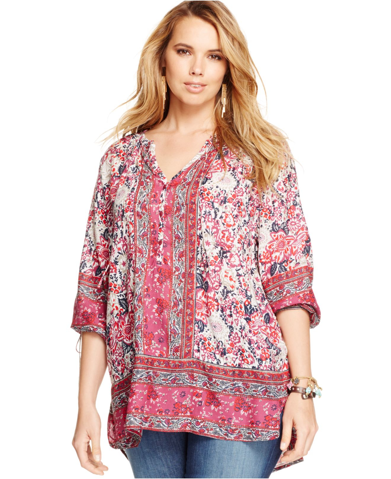 Lucky Brand Lucky Brand Plus Size Paisley Print Blouse In Pink Lyst 