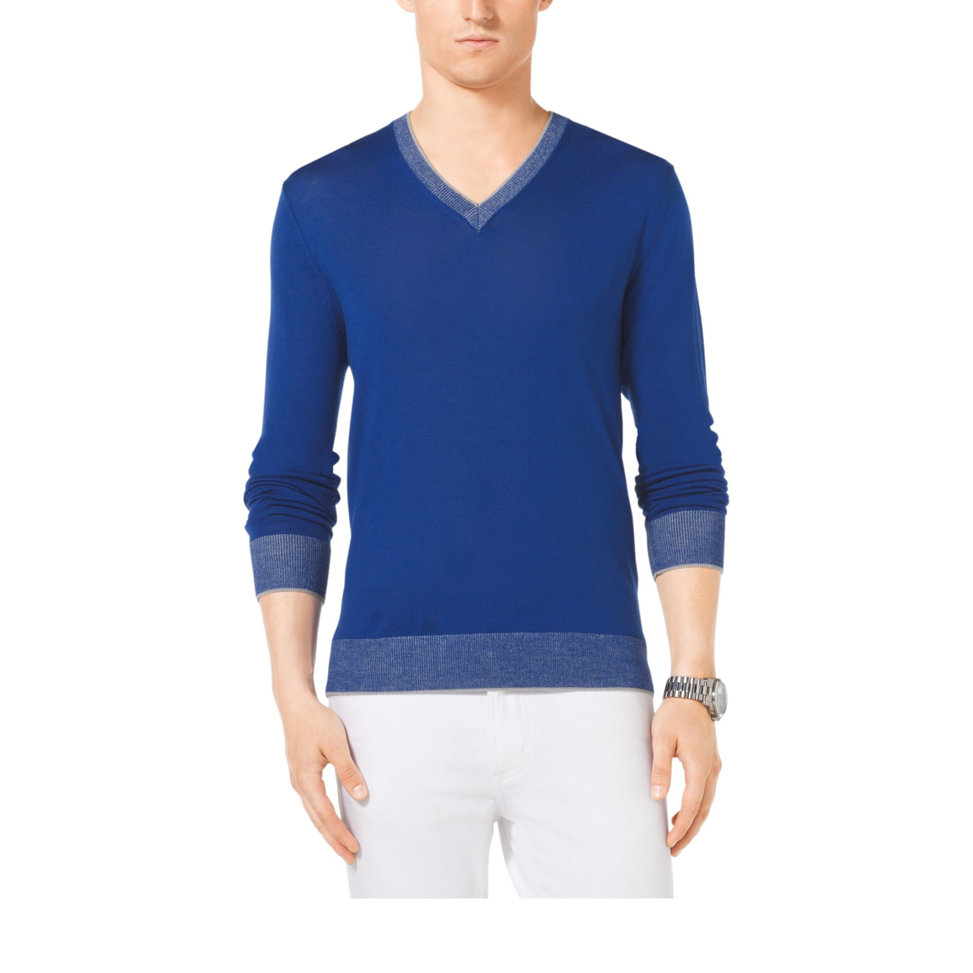 light blue mens v neck sweater