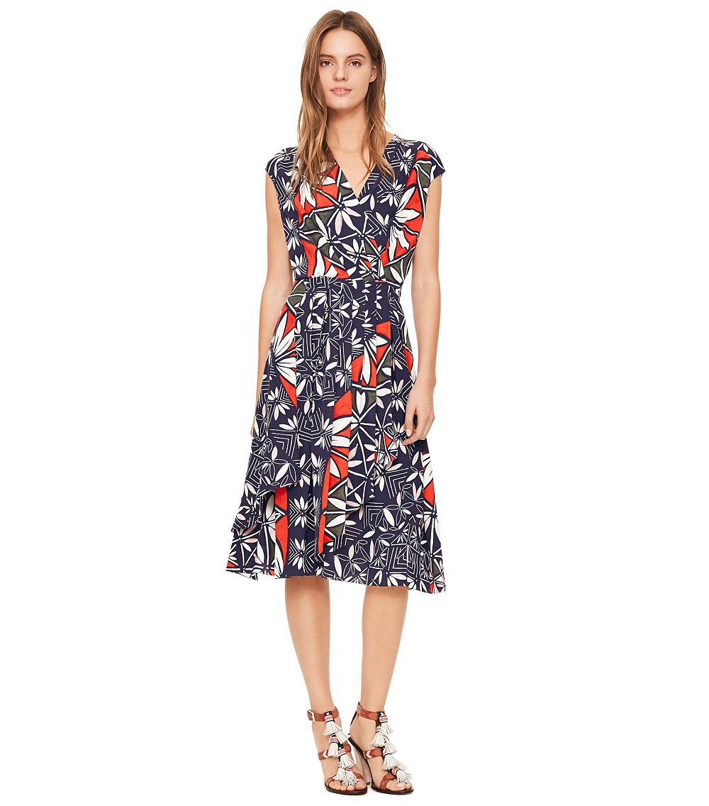 Lyst Tory Burch Silk Wrap Dress In Blue Gallery