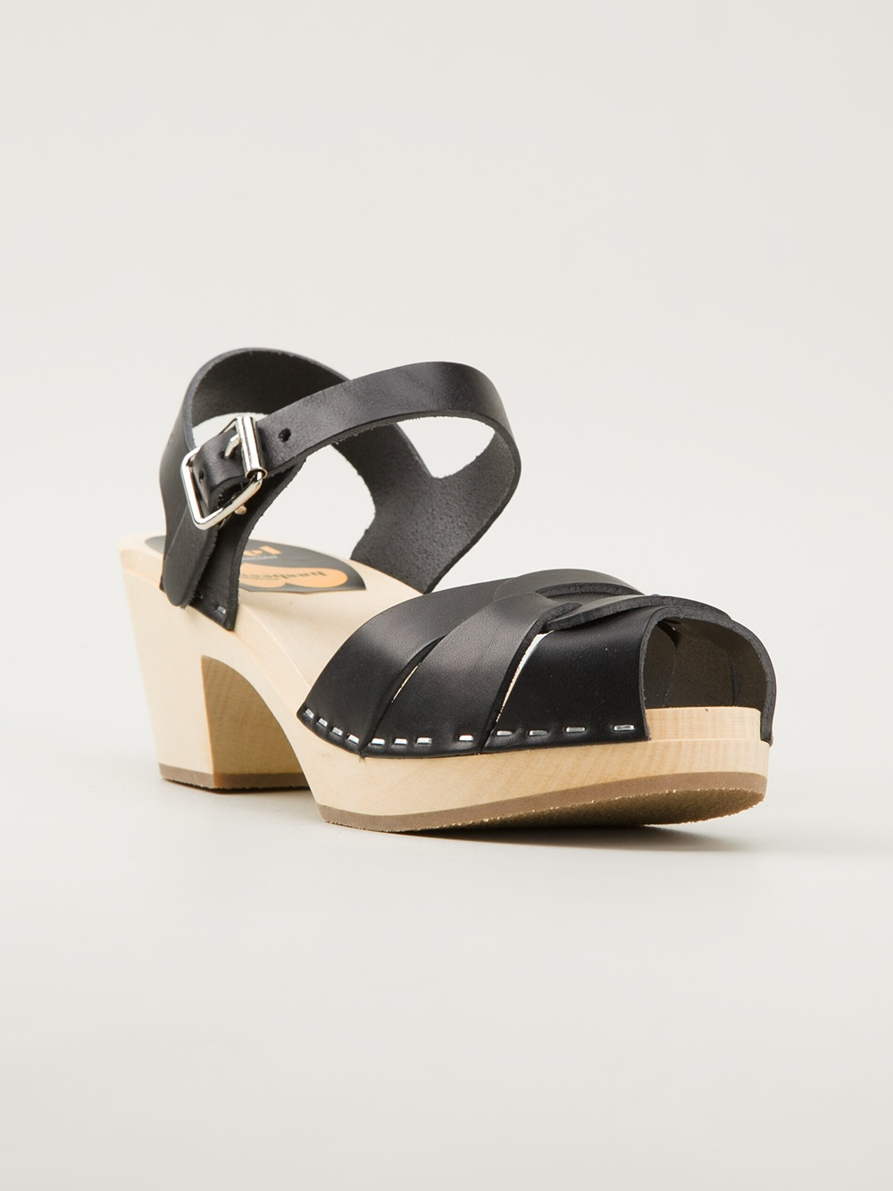 Lyst - Swedish Hasbeens Wooden Sole Sandals in Black