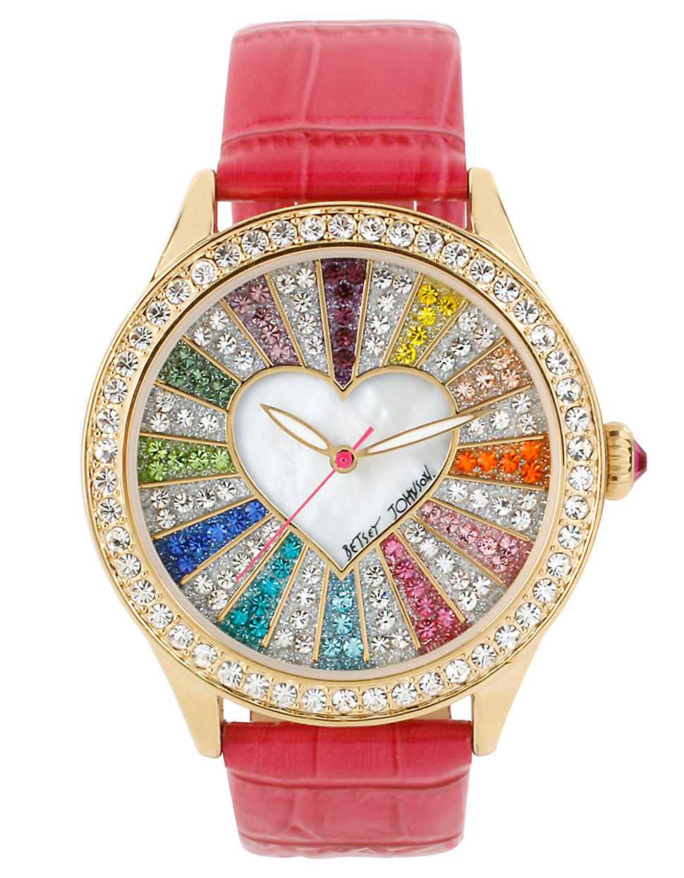 Lyst - Betsey Johnson Ladies Multi-Color Crystal Dial Watch In Pink