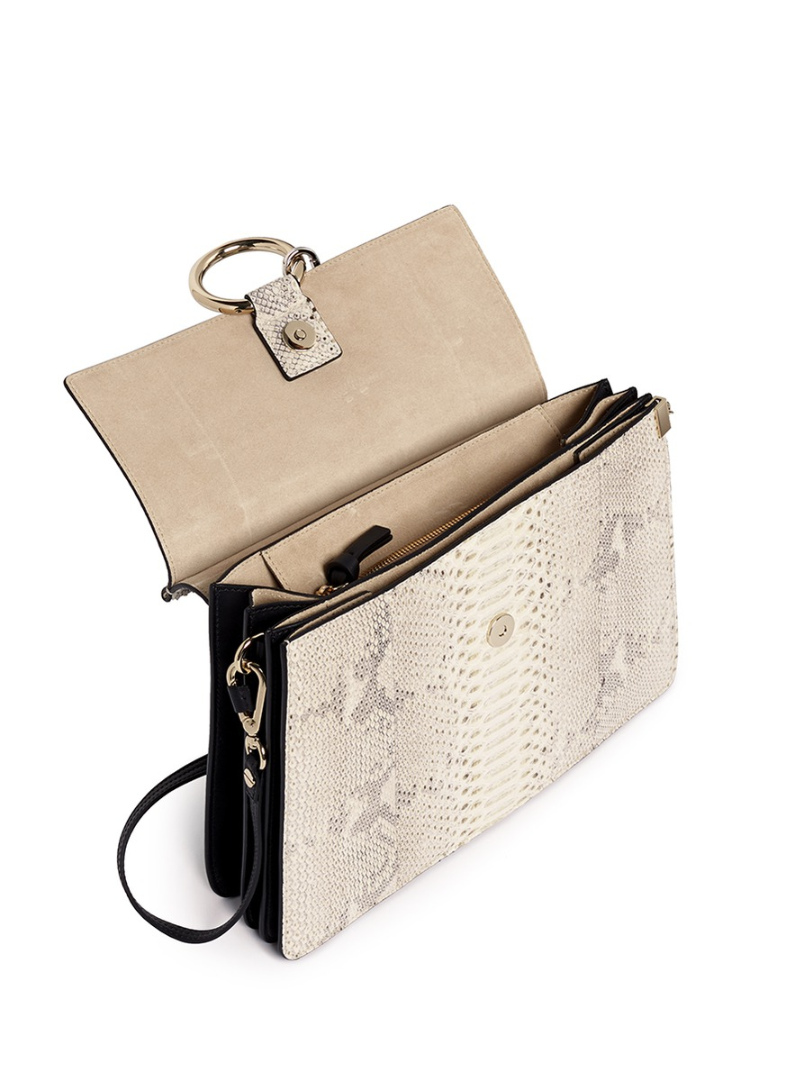 chloe white leather handbag - Chlo Faye Pythonskin and Leather Shoulder Bag in Animal (Animal ...