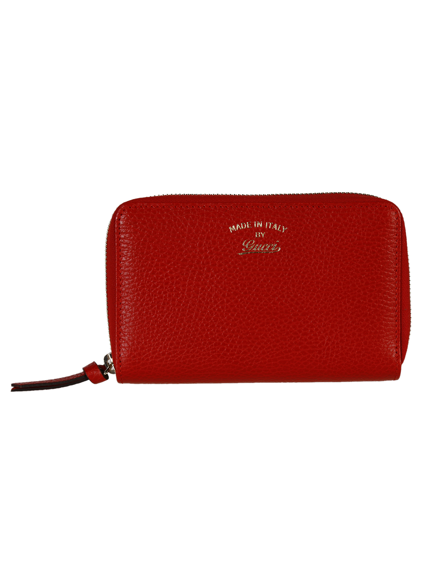 Gucci Leather Zip Around Wallet in Red | Lyst
