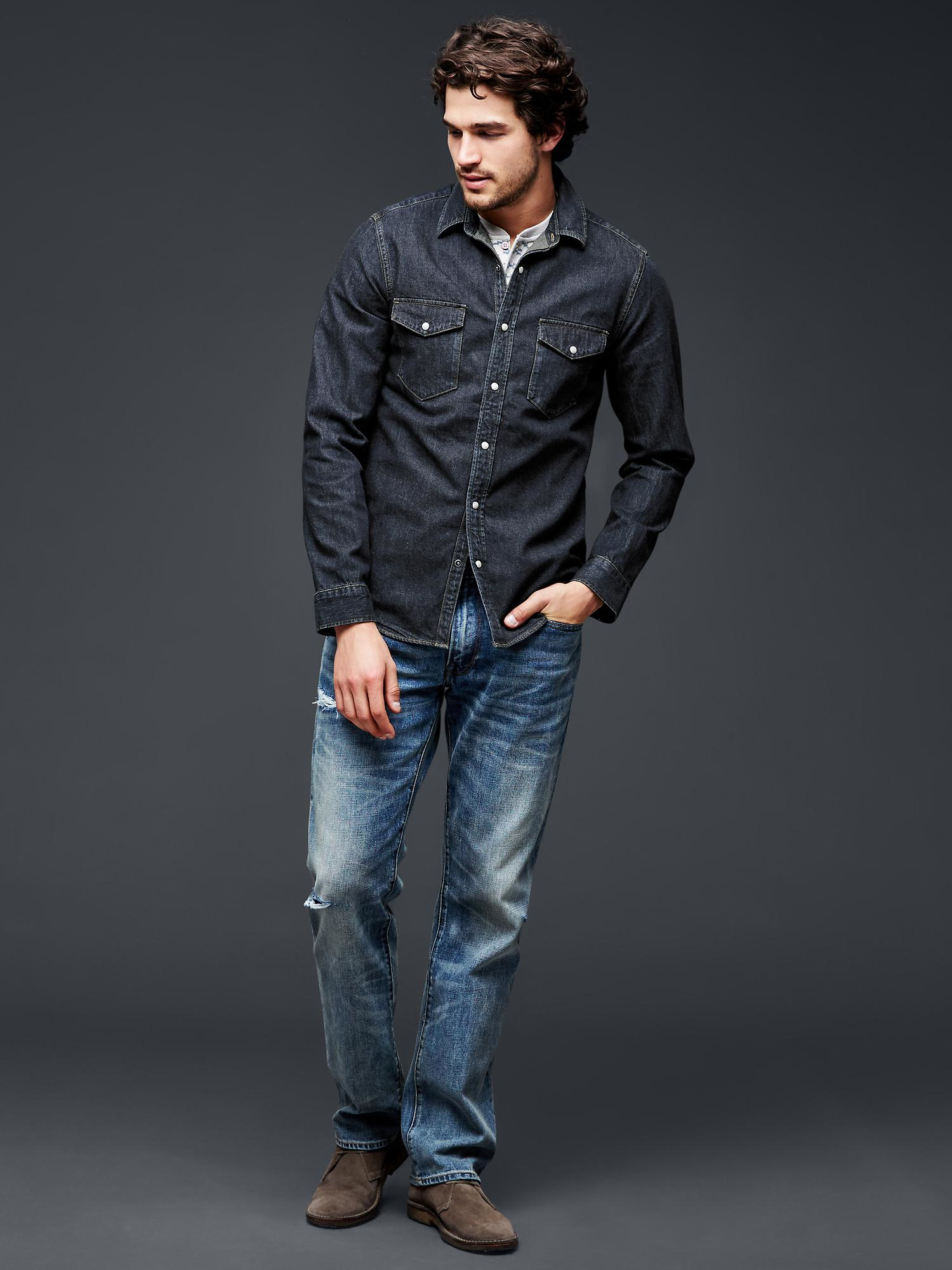 Gap 1969 Western Denim Shirt In Blue For Men Dark Indigo Lyst