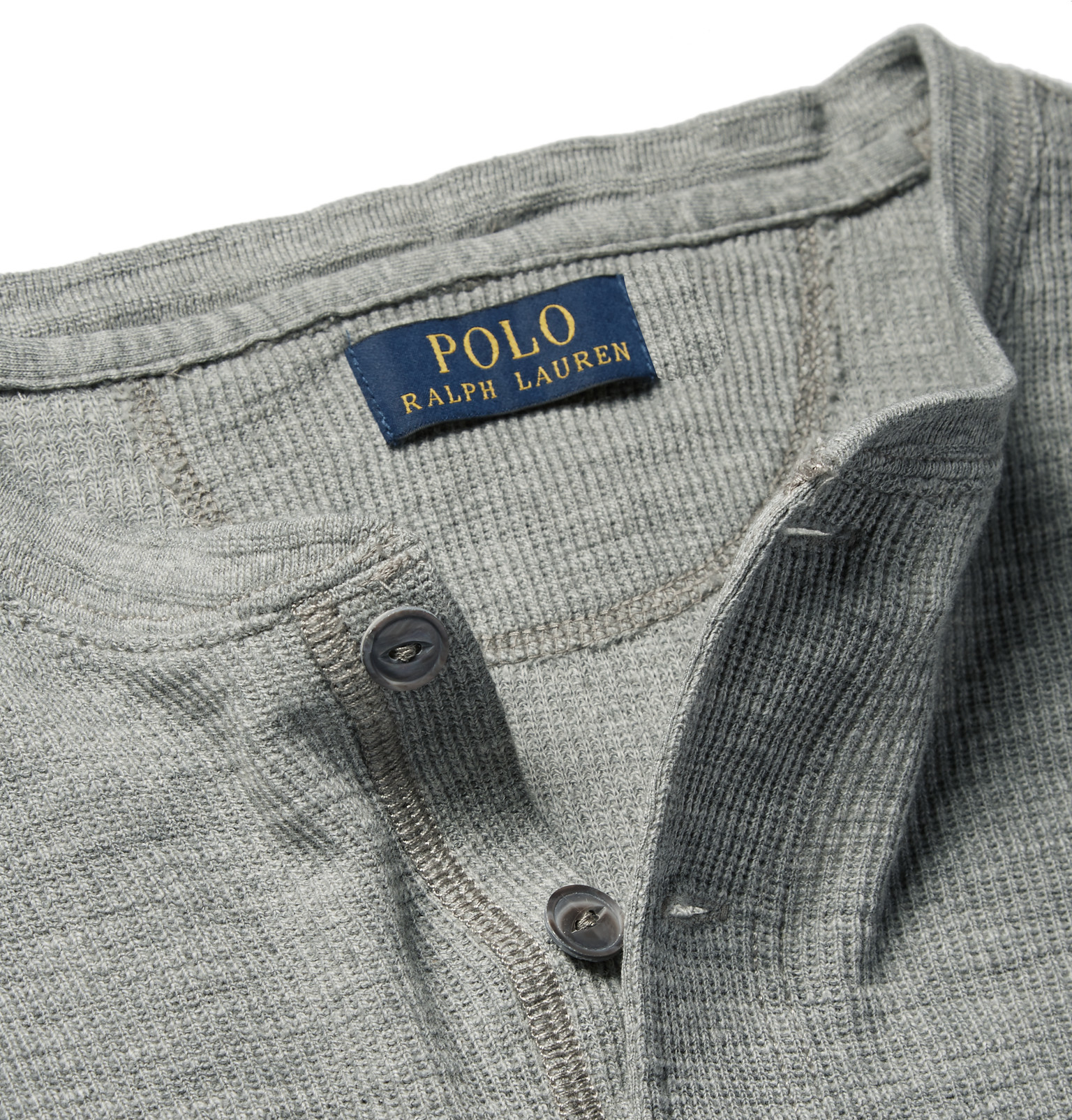 Polo Ralph Lauren Waffle-knit Cotton Henley T-shirt in Gray for Men - Lyst