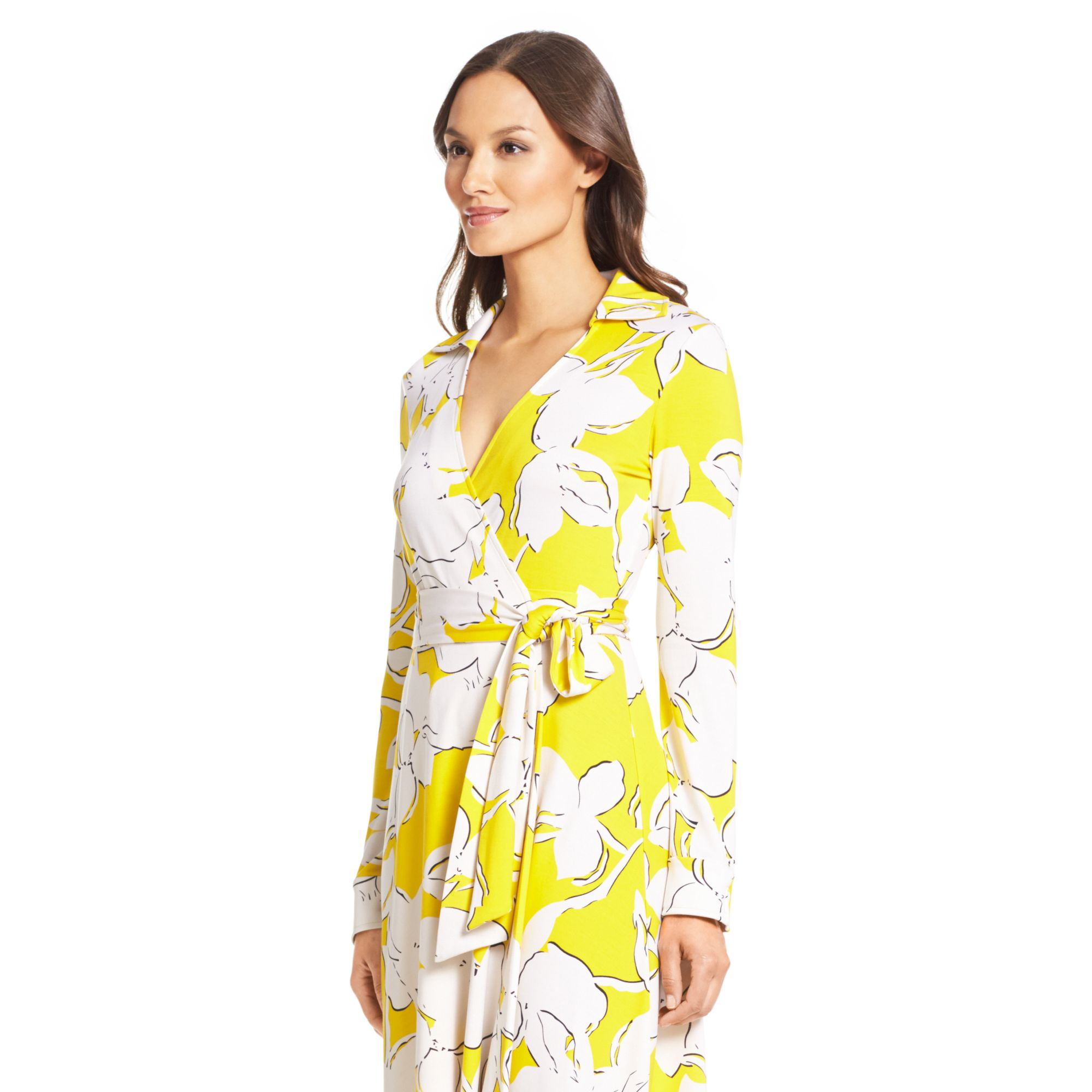 dvf yellow wrap dress
