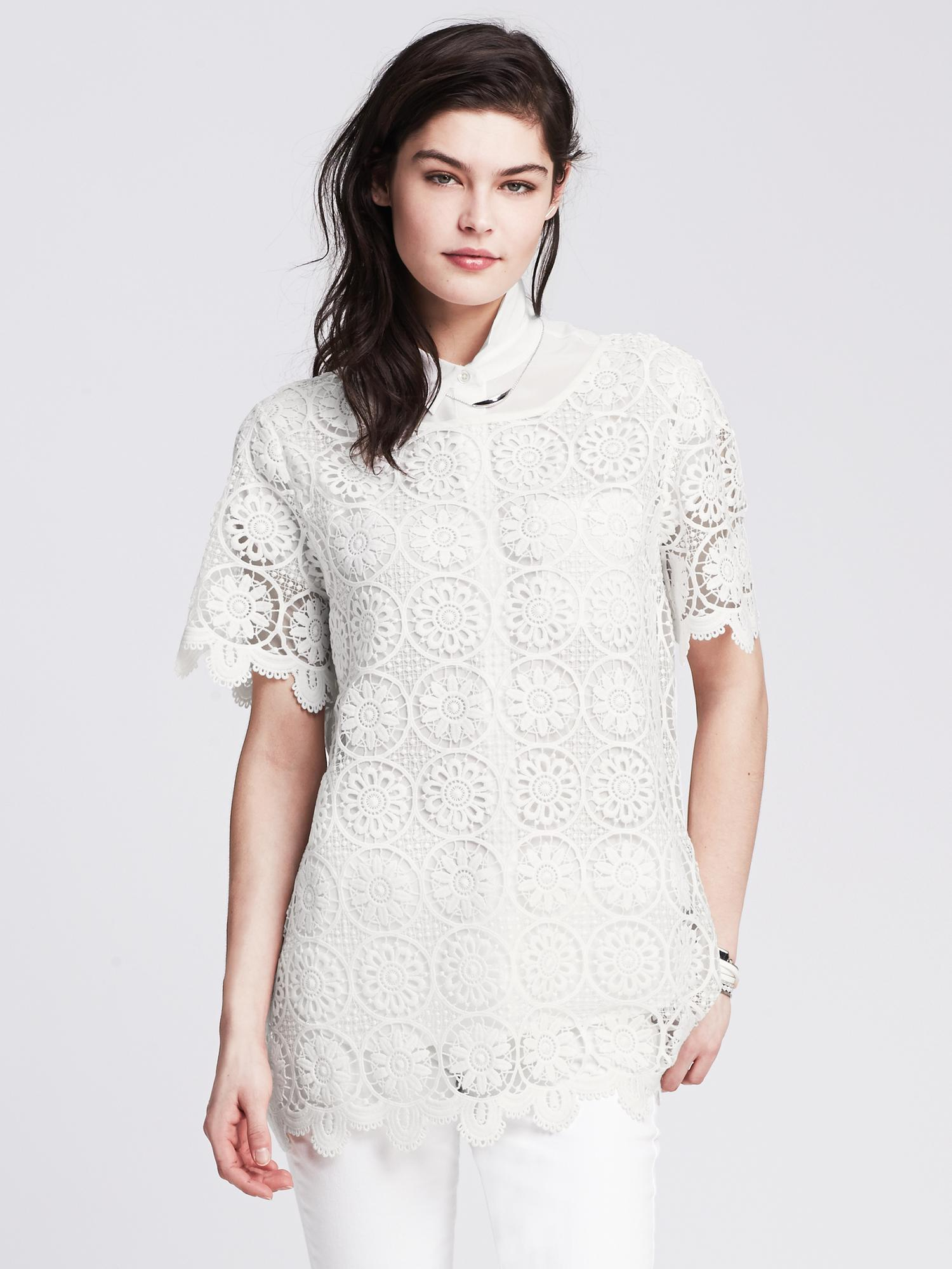 Lyst - Banana Republic Medallion Lace Top in White
