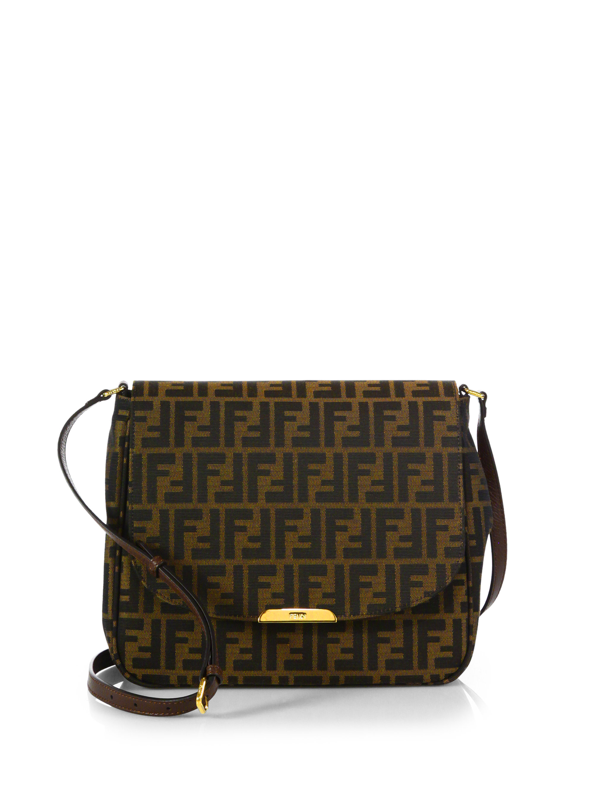 Fendi Zucca Canvas Shoulder Bag in Brown - Lyst