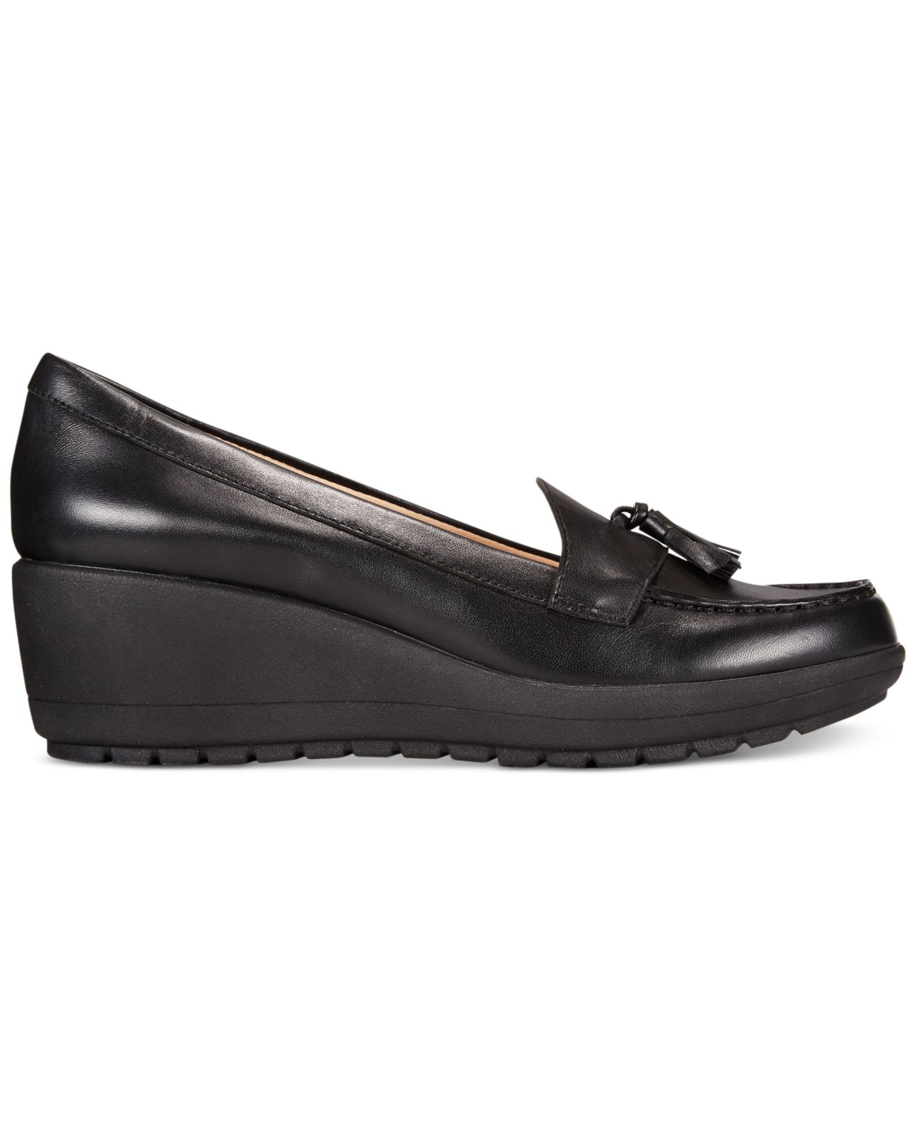 women's black platform loafers