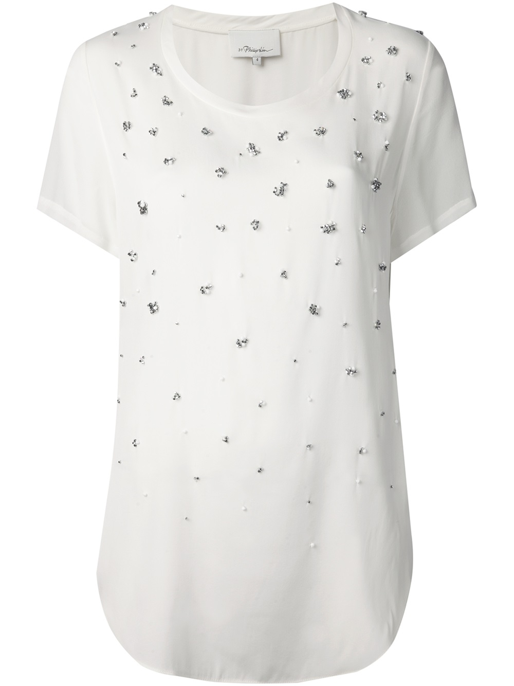 3.1 phillip lim Embellished T-shirt in White | Lyst