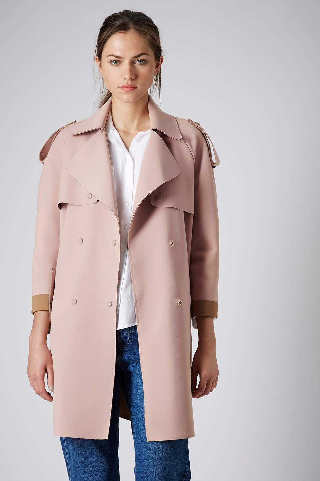 Lyst - Topshop Bonded Trench Coat in Pink