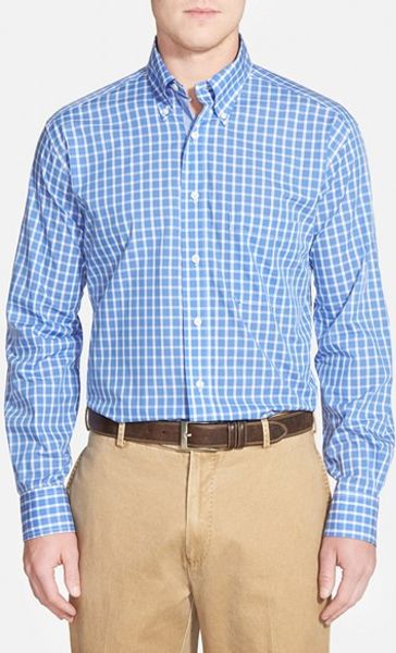 Bills Khakis Standard Fit Windowpane Check Sport Shirt in Blue for Men ...