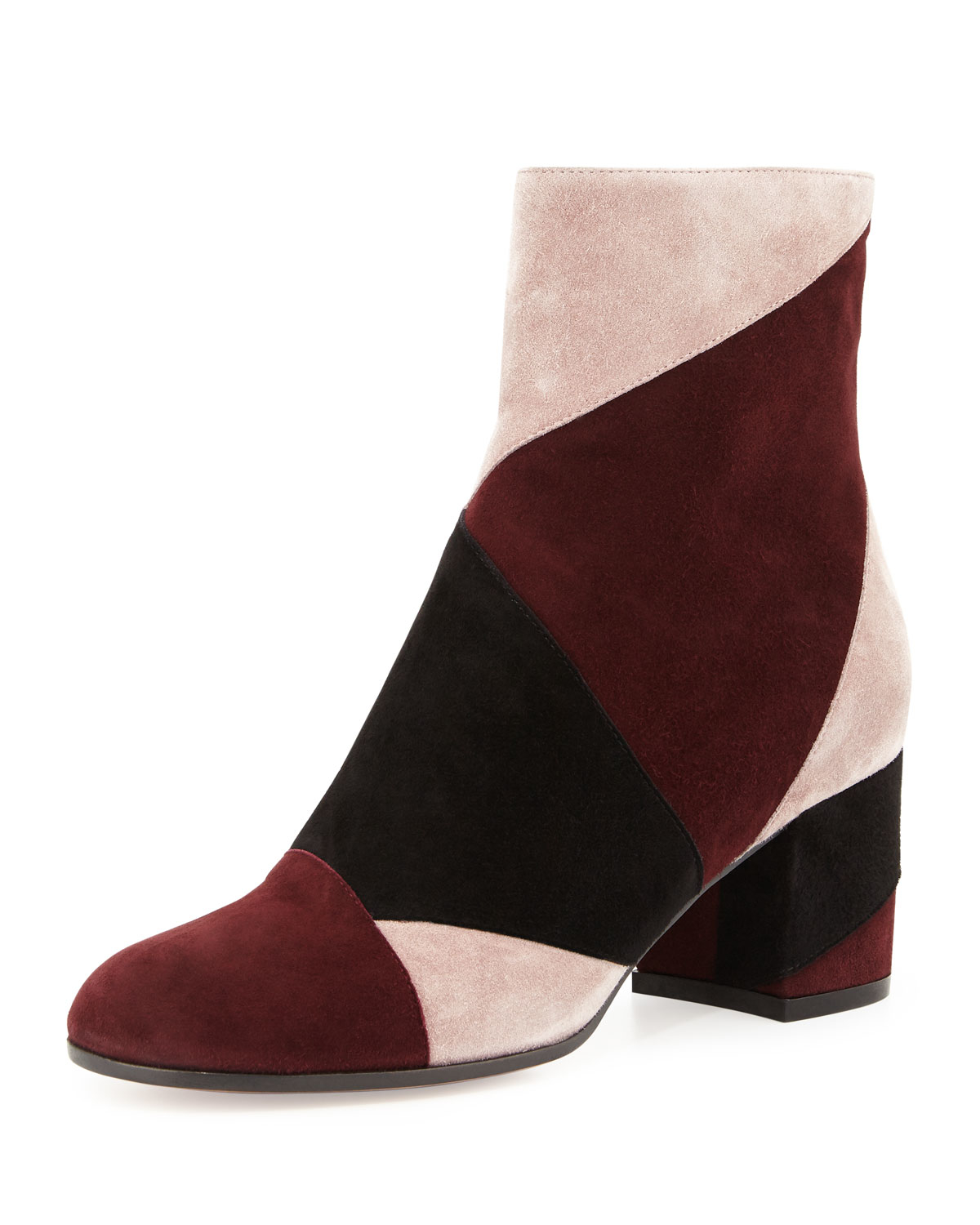 Lyst - Gianvito Rossi Angled Patchwork Suede Ankle Boot in Black