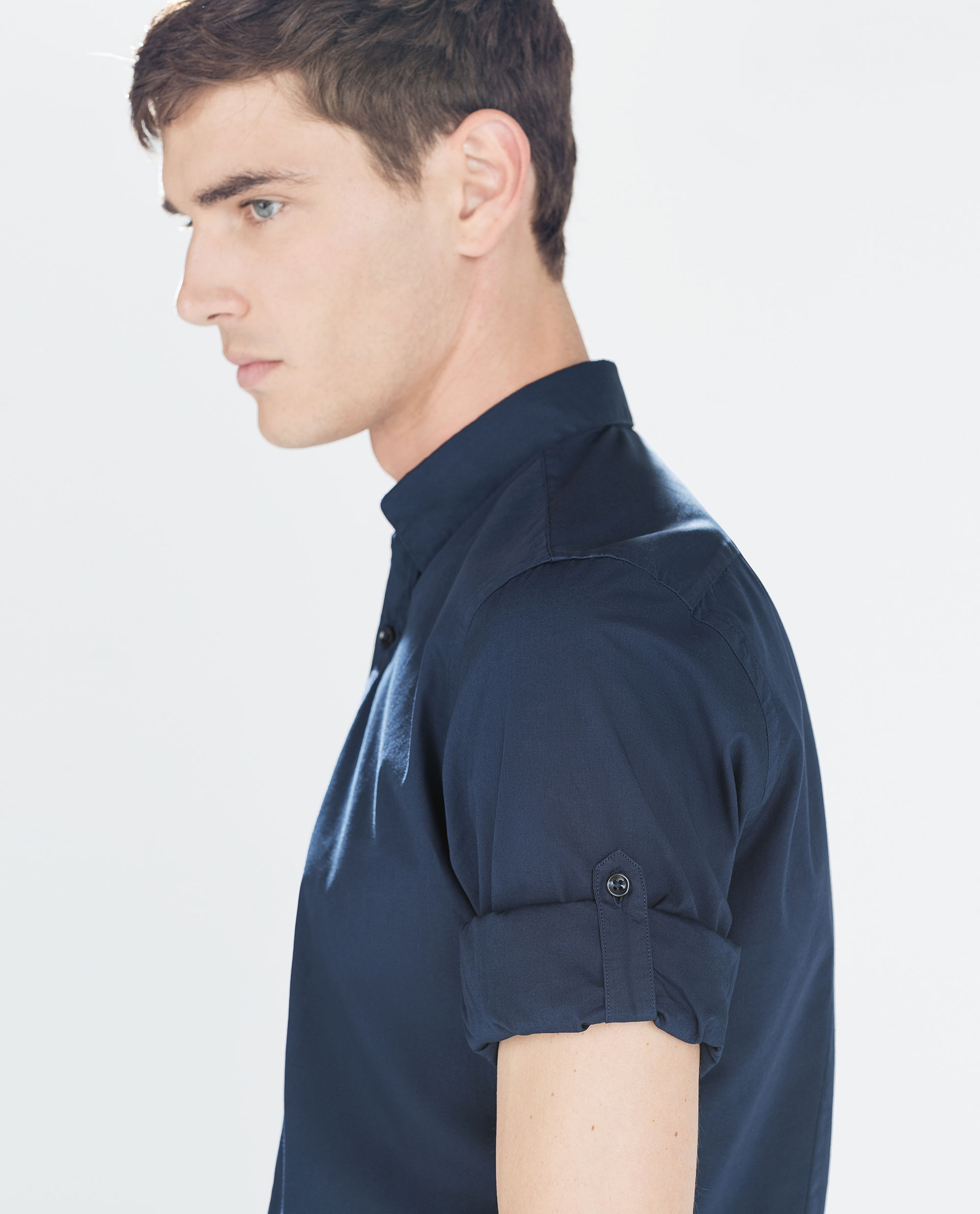 Blue Long Sleeve Placket Cotton Shirt - zara-blue-long-sleeve-shirt-product-1-26732983-4-615232674-normal