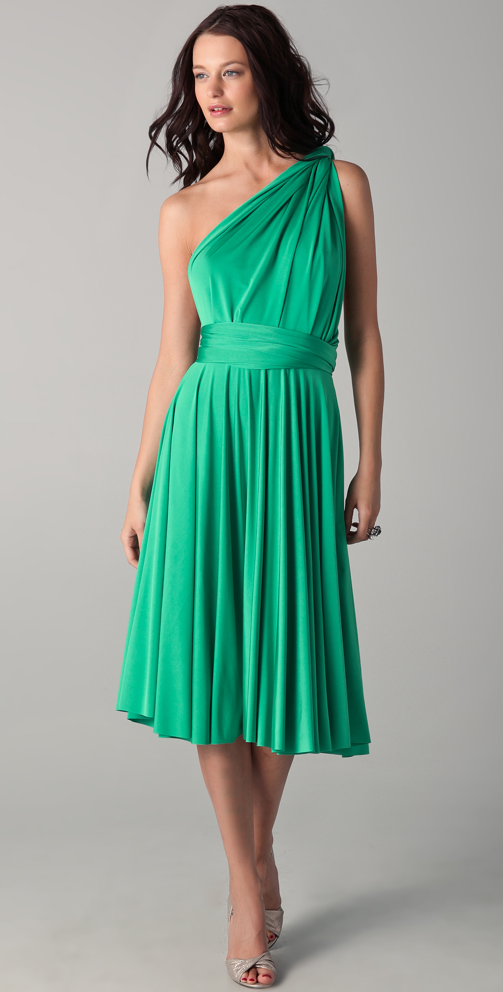 Twobirds Tea Length Convertible Dress Dove In Green Lyst Gallery