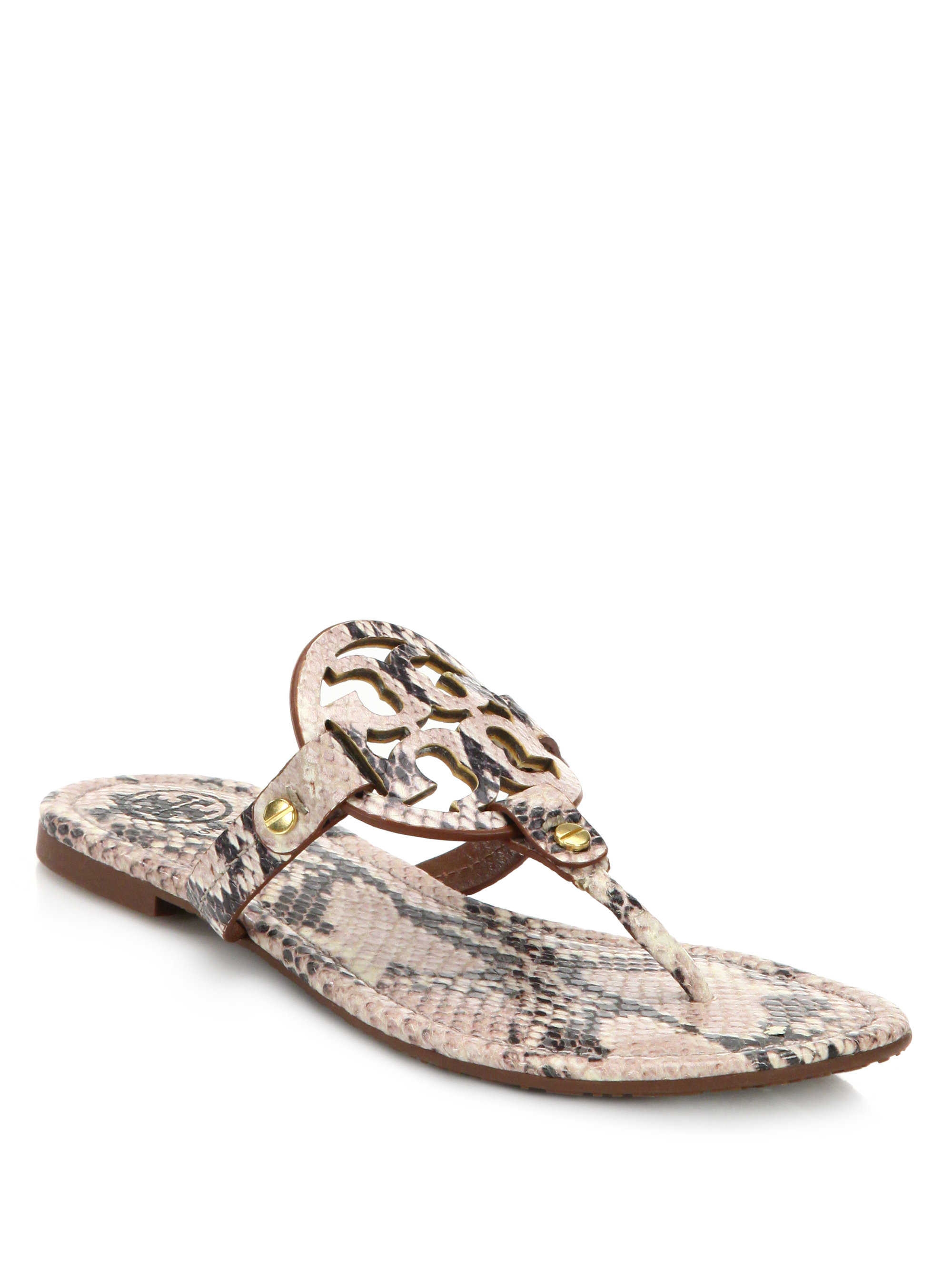 snake print tory burch flip flops