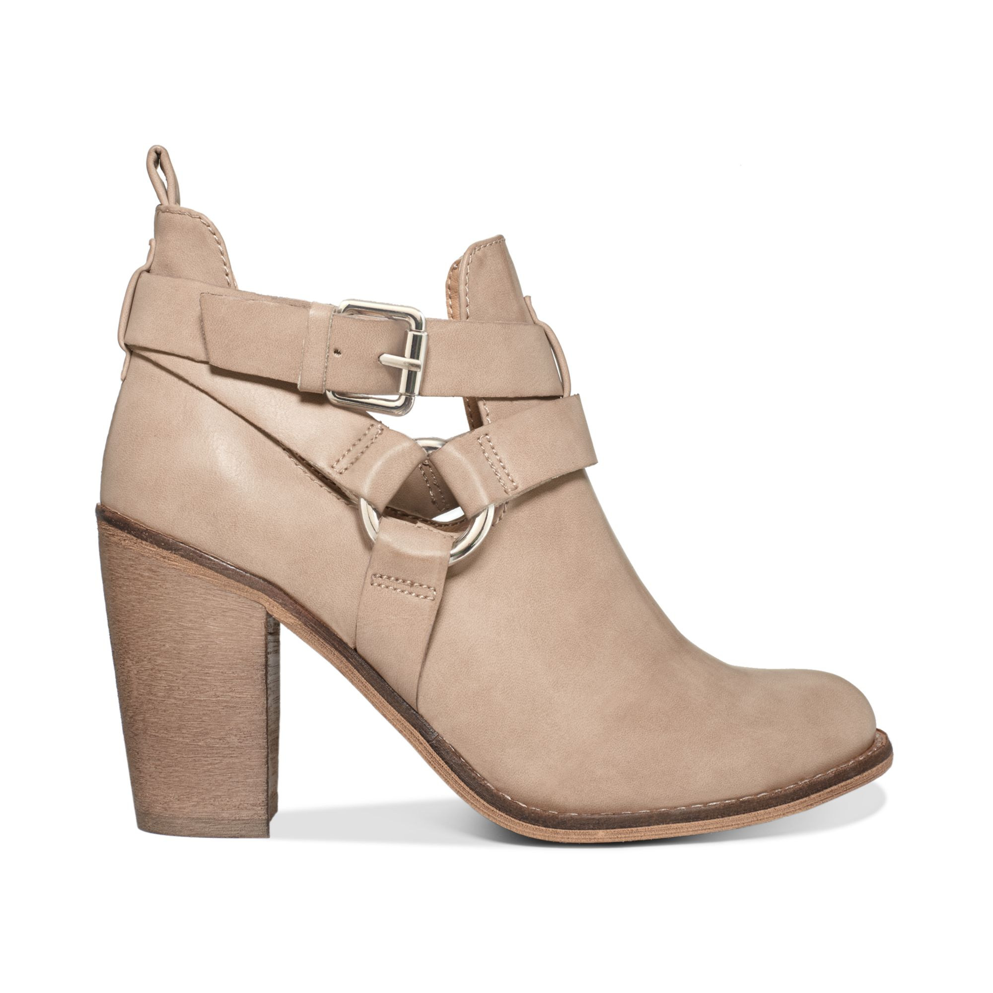 gray buckle booties