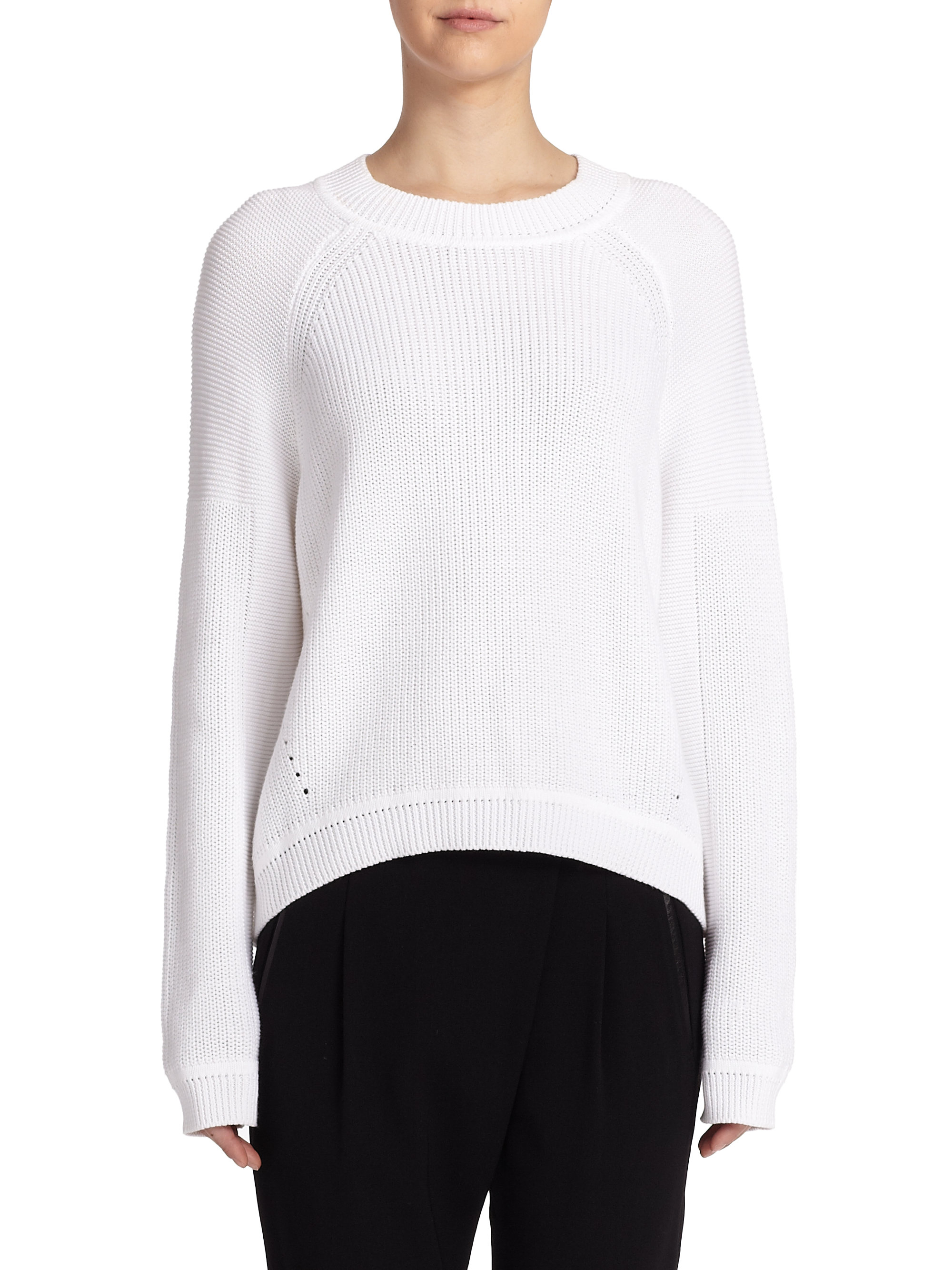 Vince Mixed Ribbing Cotton Sweater In White Lyst