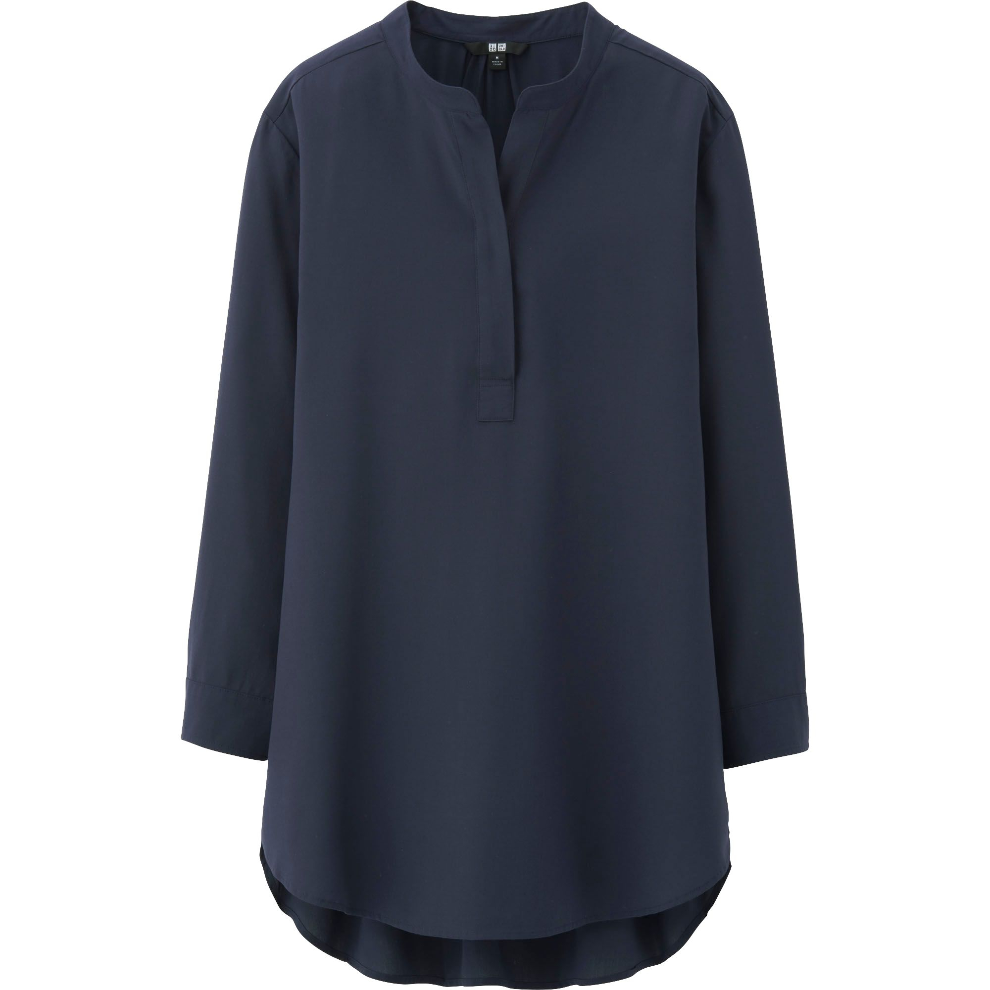 Uniqlo Rayon Stand Collar 34 Sleeve Blouse in Blue (NAVY) | Lyst