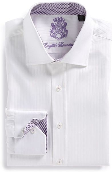 English Laundry  White  Trim Fit Twill Dress  Shirt  for Men 