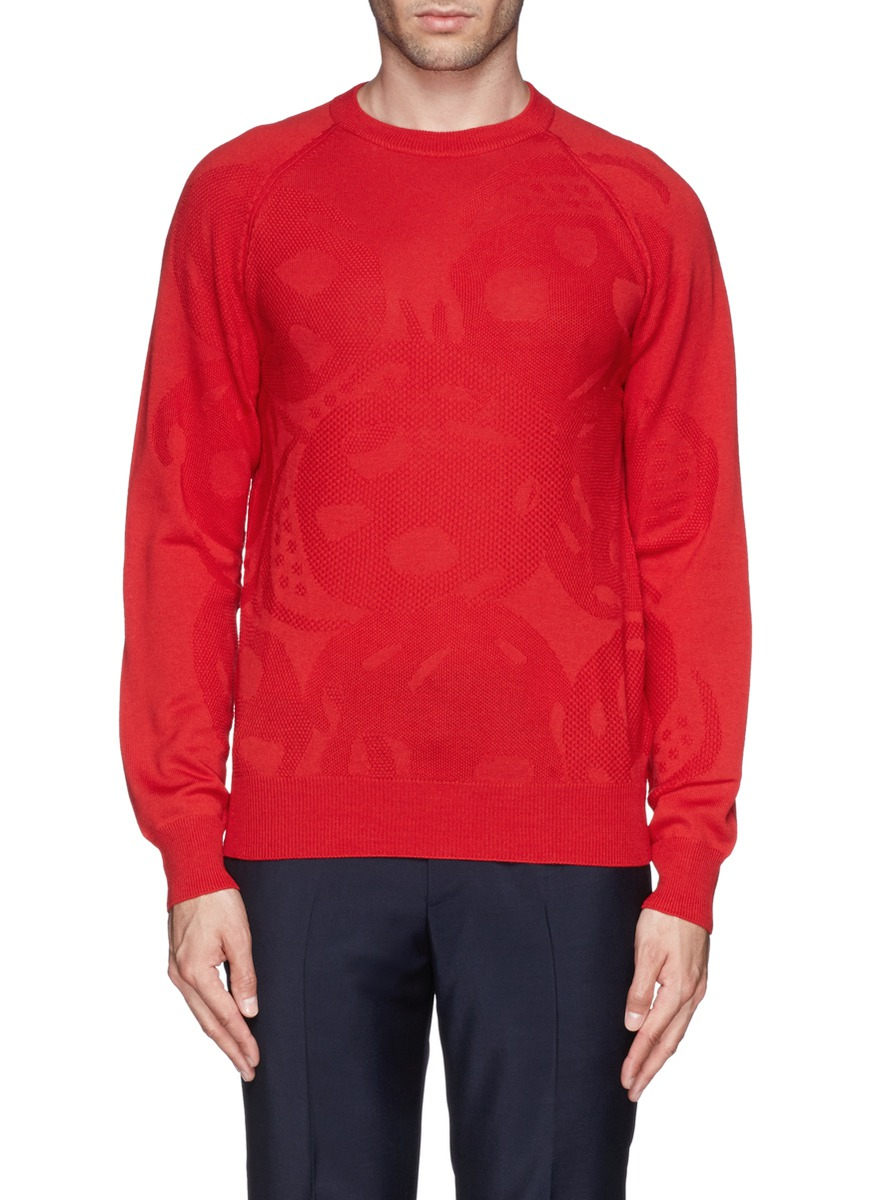 Lyst - Alexander Mcqueen Skull Jacquard Sweater in Red for Men
