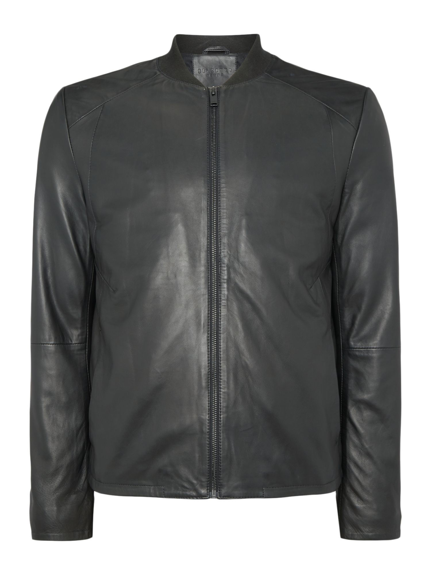 Selected Clean Leather Jacket in Black for Men | Lyst