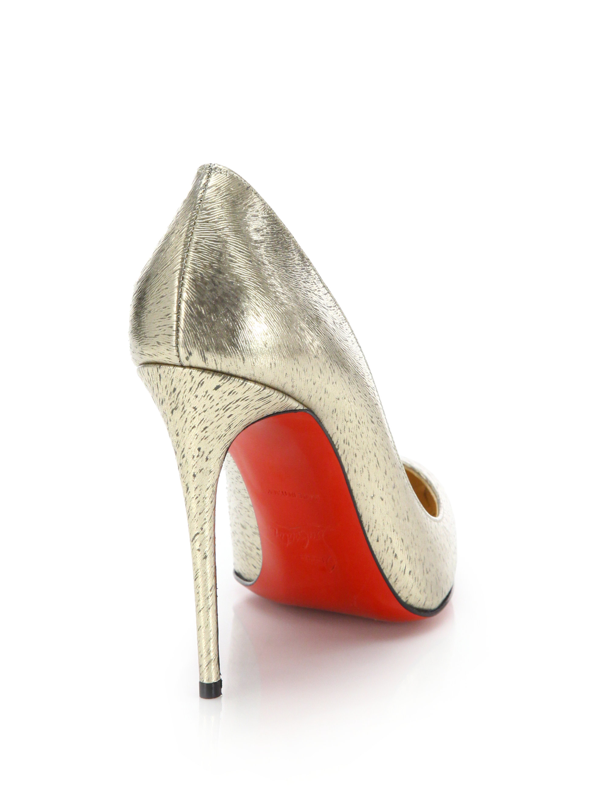 Christian louboutin Pigalle Follies Metallic Leather Pumps in Gold ...