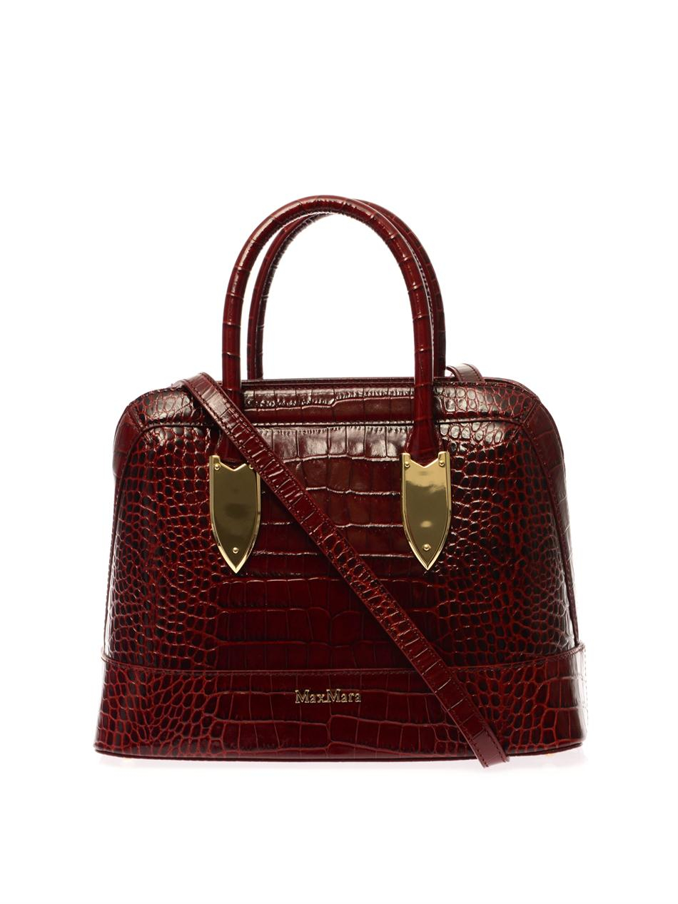 Lyst Max Mara Embossed Leather Small Bowling Bag in Red