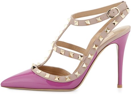 Valentino Rockstud Patent Sandal in Purple (VIOLET) | Lyst