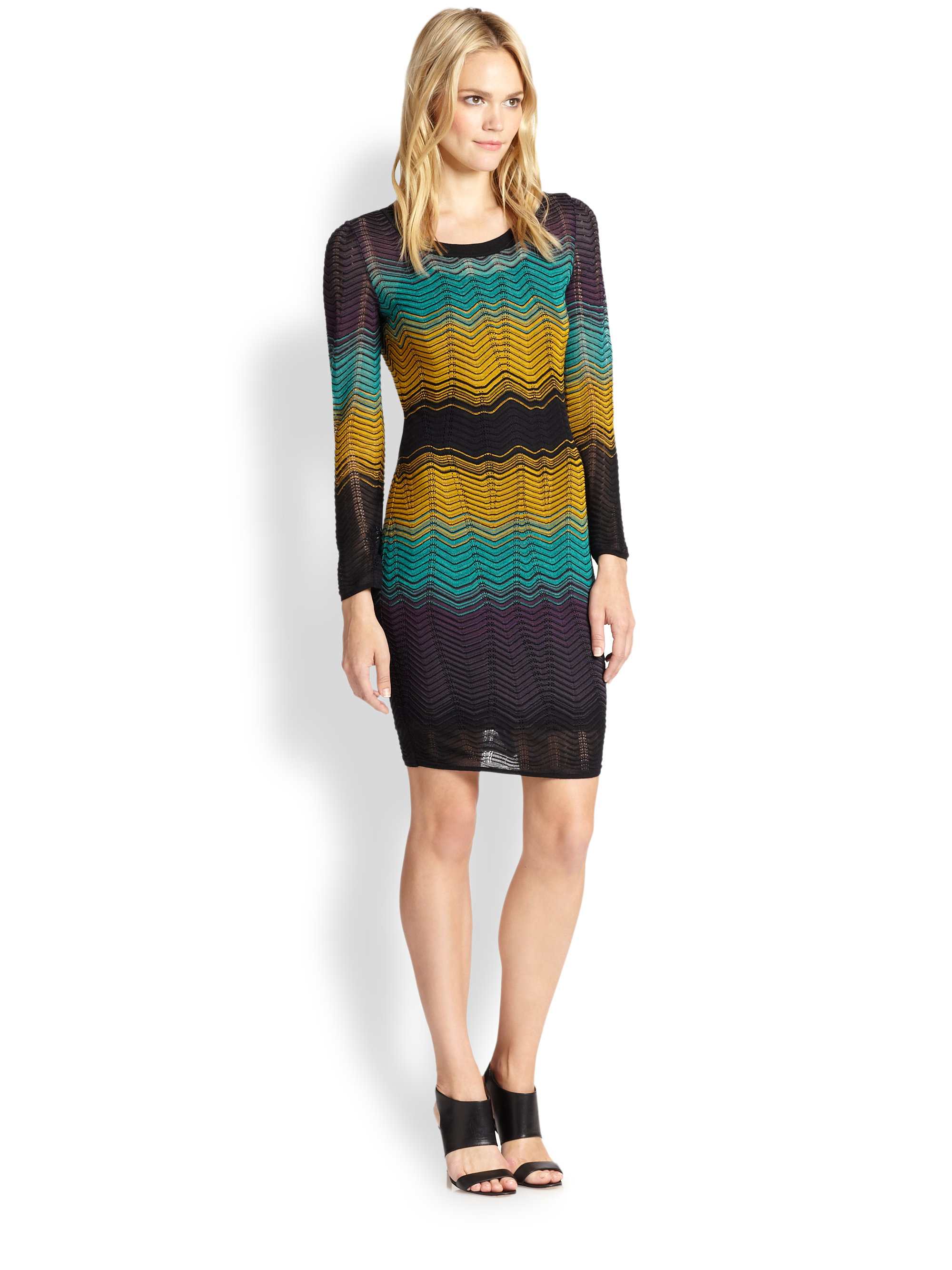 Lyst M Missoni Colorblock Rippleknit Dress in Black