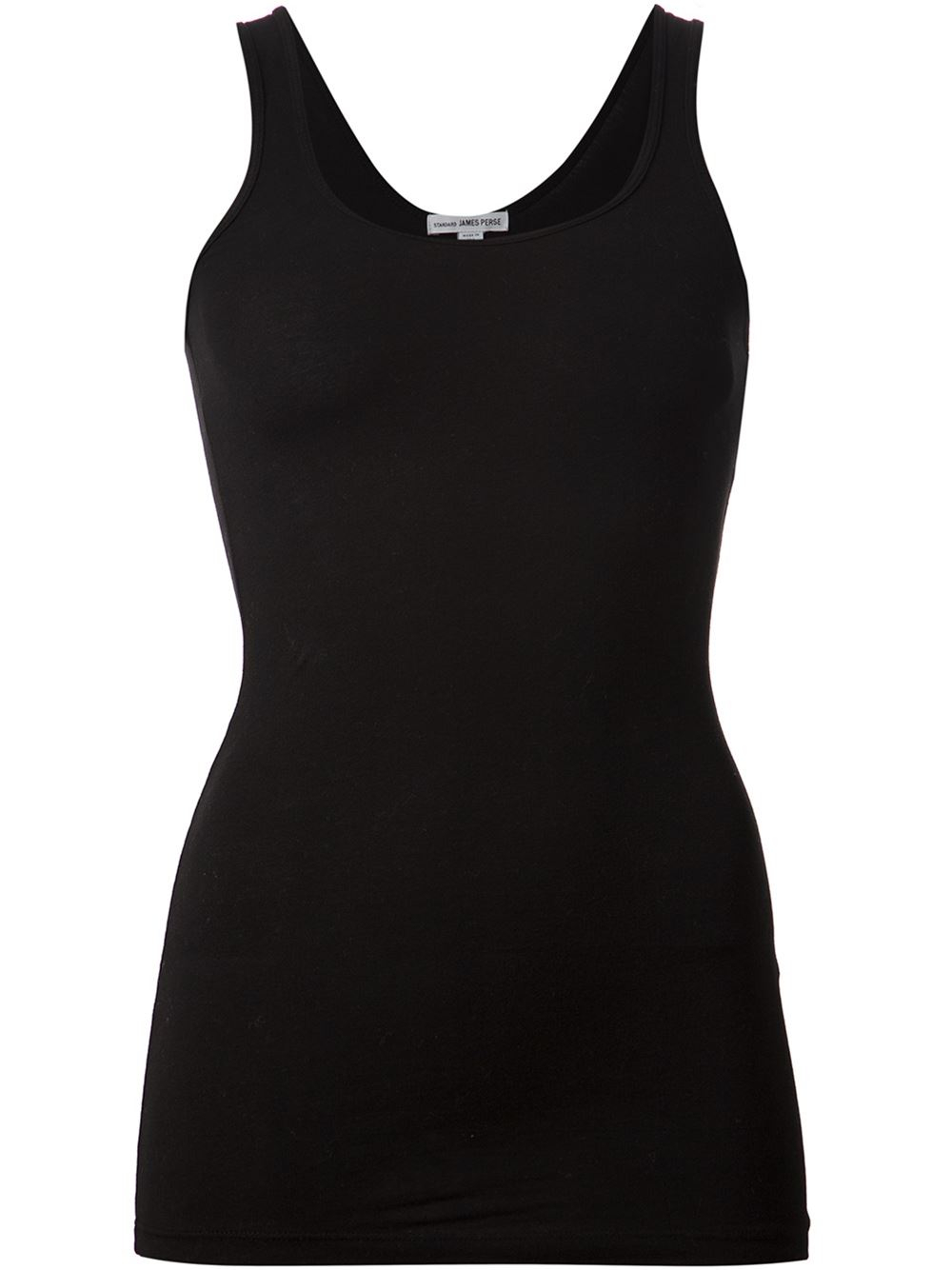 James Perse Long Fitted Tank Top in Black | Lyst