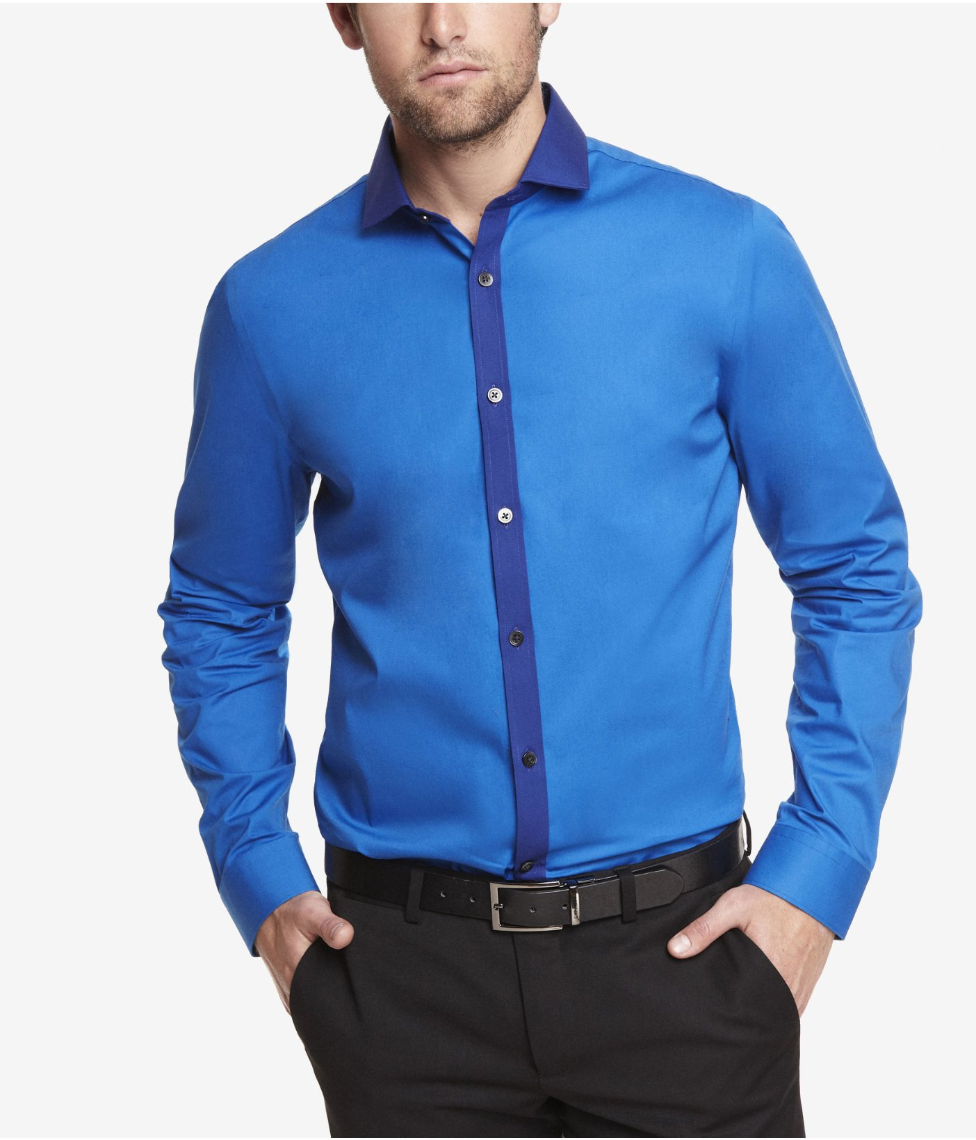 Express Limited Edition Fitted 1mx Shirt Tonal Trim in Blue for Men Lyst