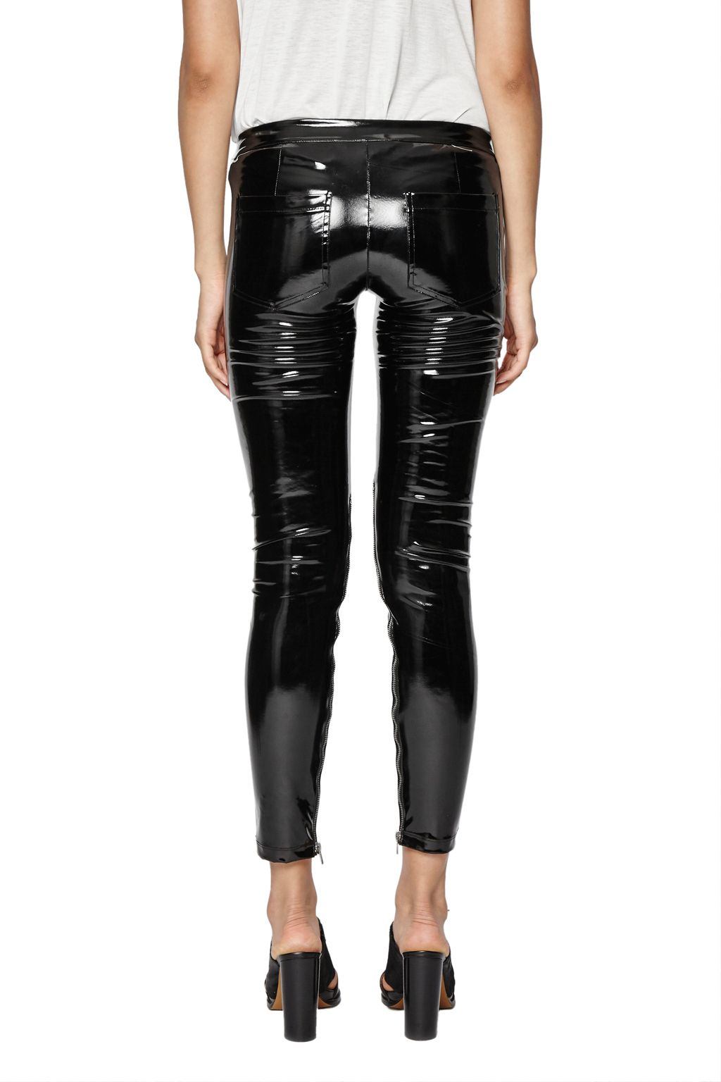 red patent trousers