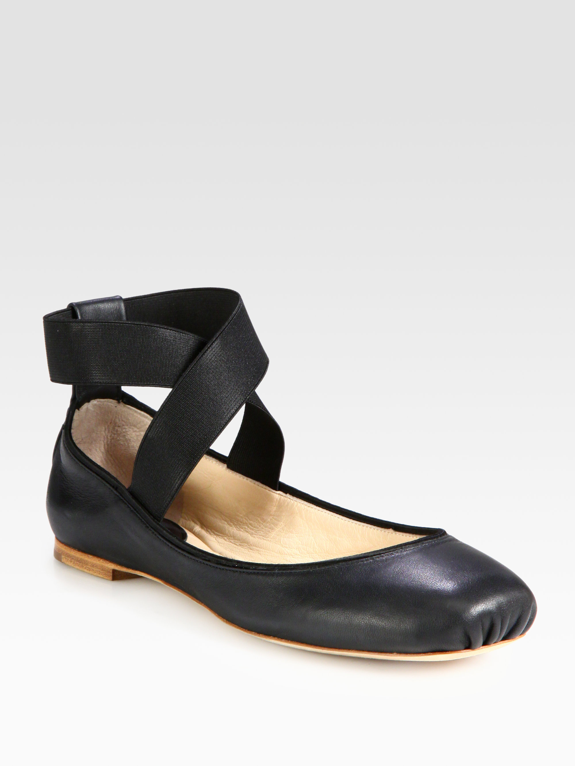 Chloé Leather Ballet Flats in Black | Lyst